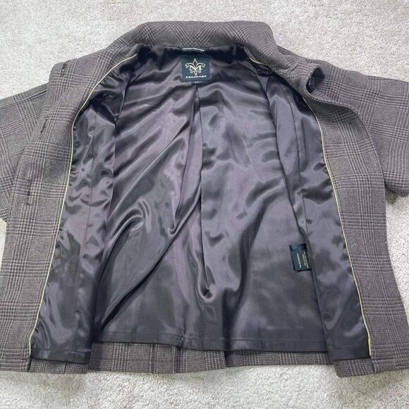 VTG Mackage Brown Tweed Houndstooth Wool Coat Sz M High Collar Button jacket - Picture 4 of 12